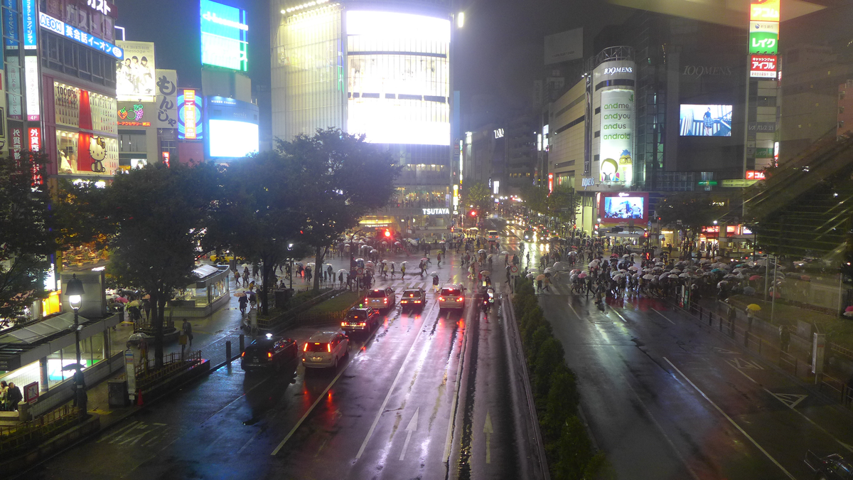 マークシティ跨道橋から見るスクランブル交差点 2014.11.01、02