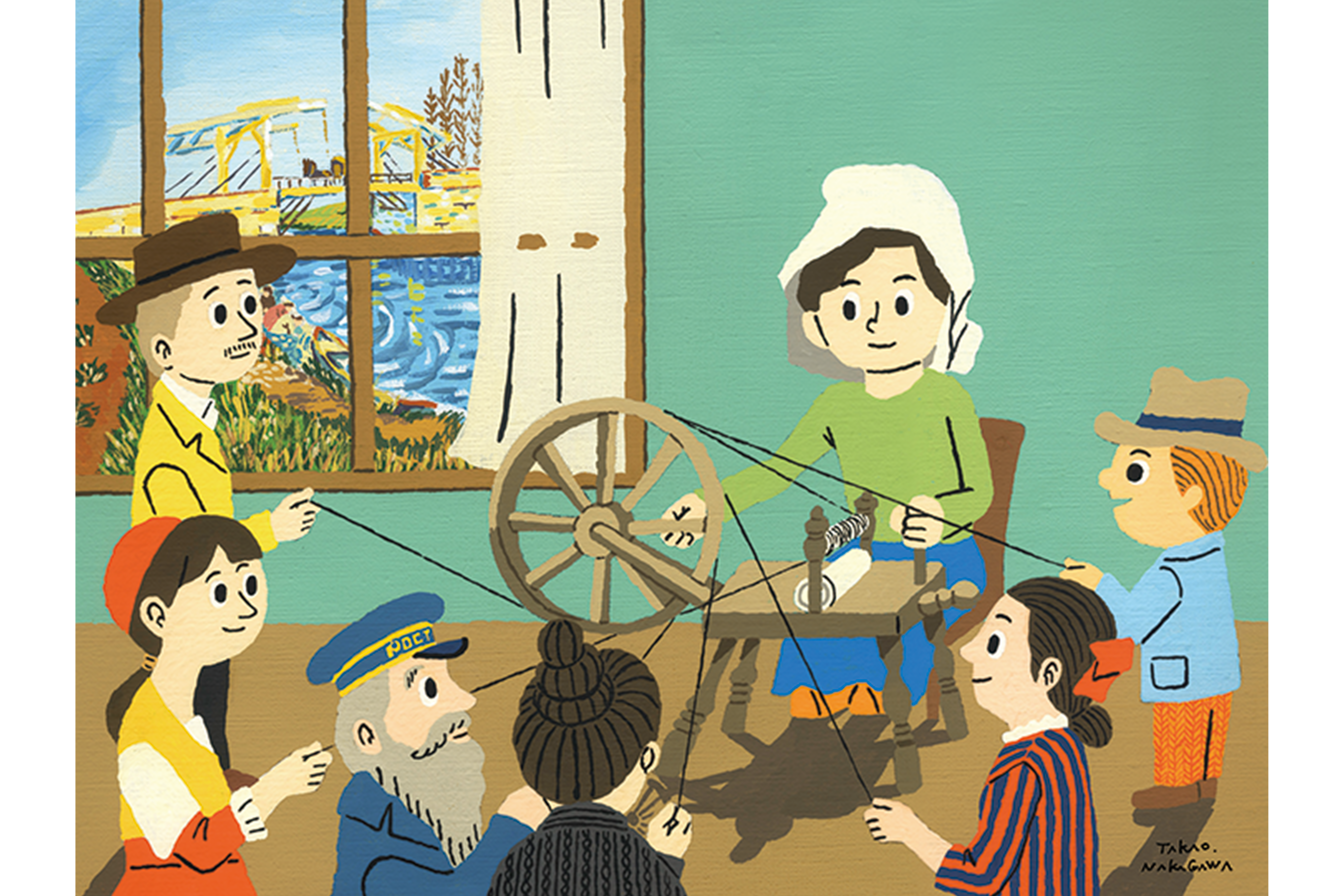 紡ぎ車を繰る女