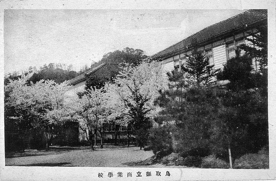 鳥取県立商業学校（校舎と桜）'s image 1