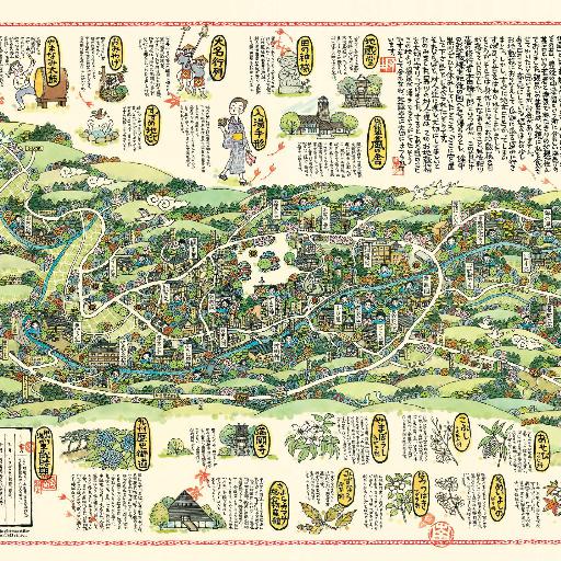 黒川温泉湯めぐり絵地図