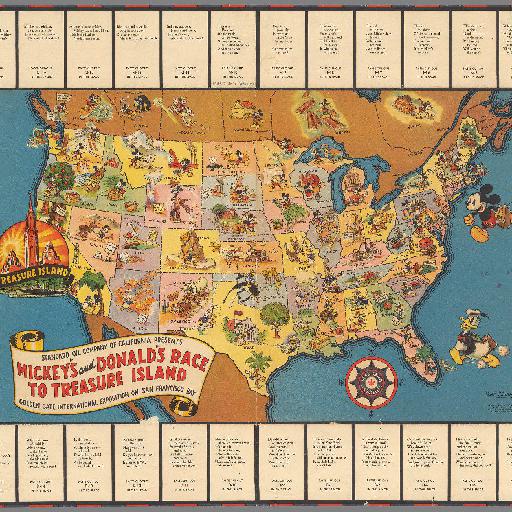 Mickey's and Donald's race to Treasure Island, 1939