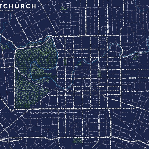 Christchurch Street Typography Map