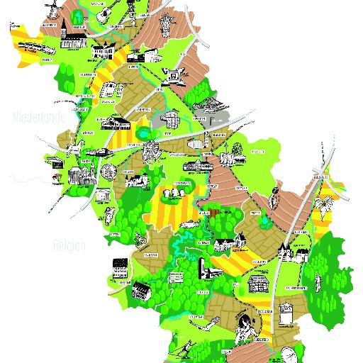 Illustrated tourist map of the Aachen region thumbnail