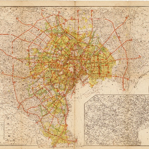 東京詳細地圖 : 道路・緑地配置版 : 新生【昭和21（1946）】