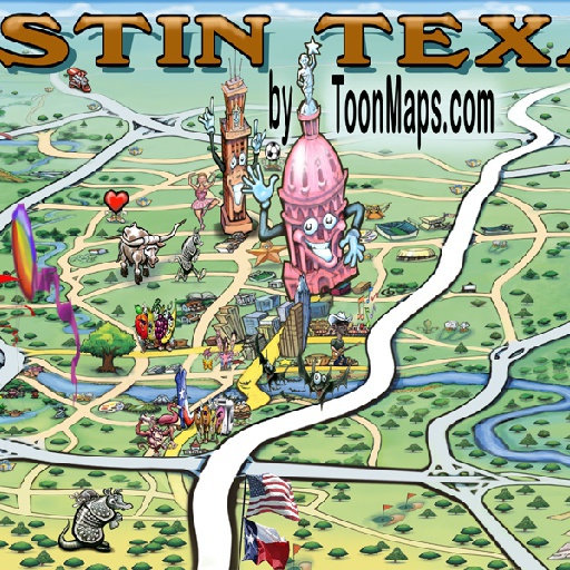 Austin Fun Map by ToonMaps.com