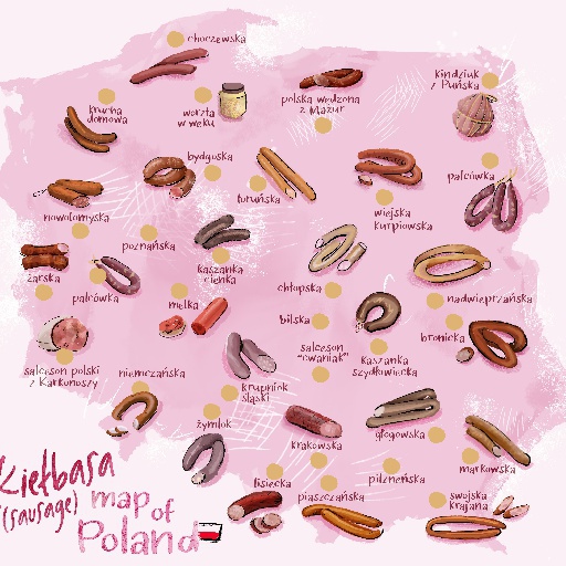 Map of Regional Polish Sausages (Kiełbasa Sausages)