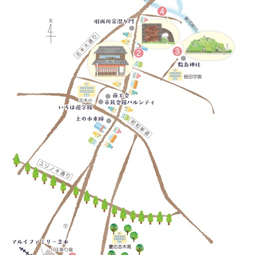しきし小さなまち歩き　本町マップ（埼玉県志木市）