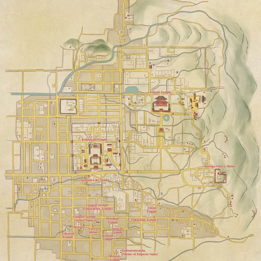 Nara-machi Temple and Shrine Stamp Rally Map (Reproduced old map of the Edo Period)