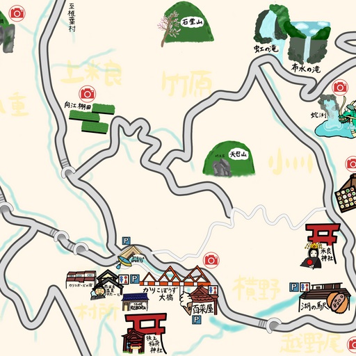 西米良村観光イラストマップ