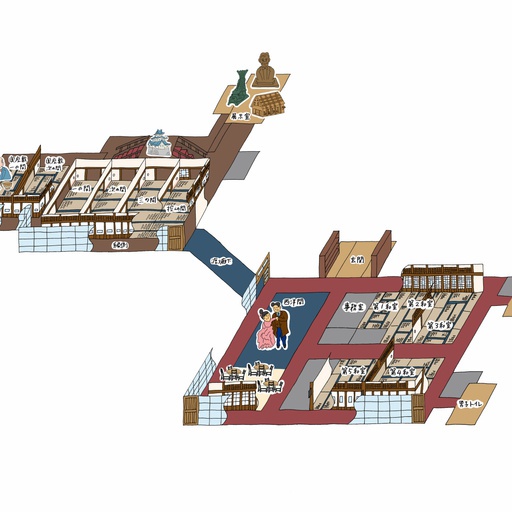 （１階）県都前橋「臨江閣」 イラストマップ～和風レトロな近代建築でタイムスリップ～