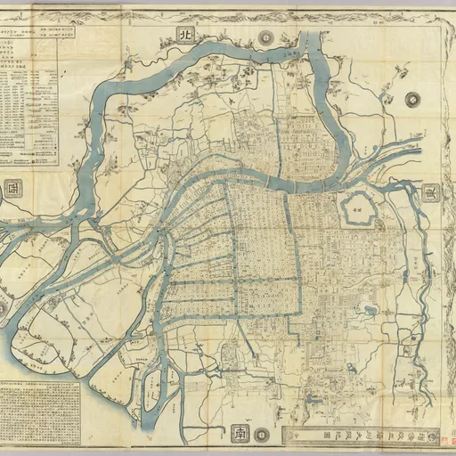 大阪市の中心部の堀と東堀川・道頓堀川の橋マップ(1806年)