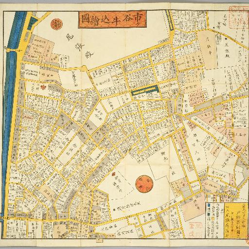 尾張屋板江戸切絵図：市ヶ谷牛込 (1849-1862)