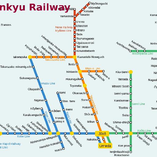 阪急路線図英語版 (2007)